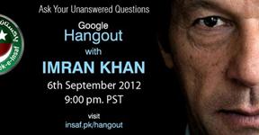 Imran Khan to answer questions on Google Hangout on Sept 6
